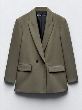 ZARA Olive-Tone Double Button Blazer
